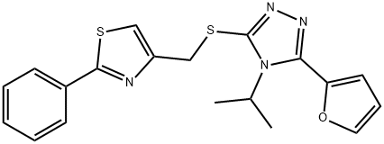 4-[[5-(furan-2-yl)-4-propan-2-yl-1,2,4-triazol-3-yl]sulfanylmethyl]-2-phenyl-1,3-thiazole Struktur