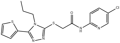 N-(5-chloropyridin-2-yl)-2-[(4-propyl-5-thiophen-2-yl-1,2,4-triazol-3-yl)sulfanyl]acetamide Struktur