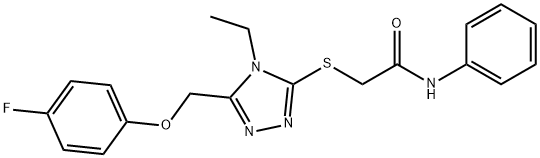 2-[[4-ethyl-5-[(4-fluorophenoxy)methyl]-1,2,4-triazol-3-yl]sulfanyl]-N-phenylacetamide Struktur