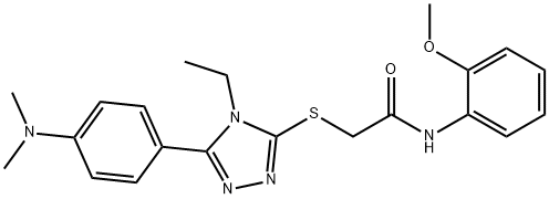 2-[[5-[4-(dimethylamino)phenyl]-4-ethyl-1,2,4-triazol-3-yl]sulfanyl]-N-(2-methoxyphenyl)acetamide Struktur