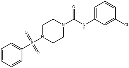 4-(benzenesulfonyl)-N-(3-chlorophenyl)piperazine-1-carboxamide Struktur