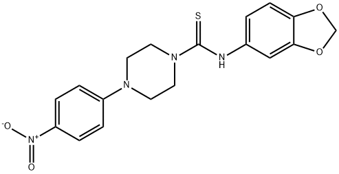 N-(1,3-benzodioxol-5-yl)-4-(4-nitrophenyl)piperazine-1-carbothioamide Struktur