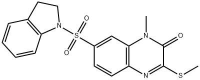 7-(2,3-dihydroindol-1-ylsulfonyl)-1-methyl-3-methylsulfanylquinoxalin-2-one Struktur