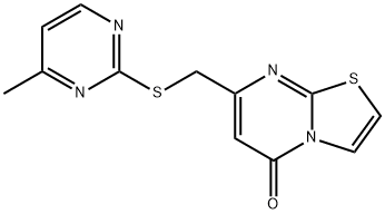 7-[(4-methylpyrimidin-2-yl)sulfanylmethyl]-[1,3]thiazolo[3,2-a]pyrimidin-5-one Struktur