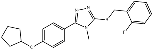 3-(4-cyclopentyloxyphenyl)-5-[(2-fluorophenyl)methylsulfanyl]-4-methyl-1,2,4-triazole Struktur