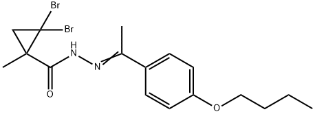 2,2-dibromo-N-[(E)-1-(4-butoxyphenyl)ethylideneamino]-1-methylcyclopropane-1-carboxamide Struktur