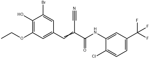 (E)-3-(3-bromo-5-ethoxy-4-hydroxyphenyl)-N-[2-chloro-5-(trifluoromethyl)phenyl]-2-cyanoprop-2-enamide Struktur