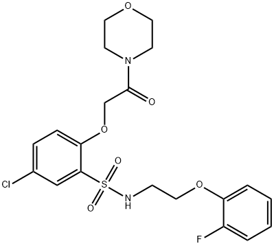 5-chloro-N-[2-(2-fluorophenoxy)ethyl]-2-(2-morpholin-4-yl-2-oxoethoxy)benzenesulfonamide Struktur