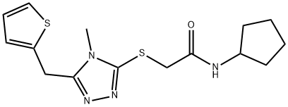 N-cyclopentyl-2-[[4-methyl-5-(thiophen-2-ylmethyl)-1,2,4-triazol-3-yl]sulfanyl]acetamide Struktur