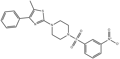 5-methyl-2-[4-(3-nitrophenyl)sulfonylpiperazin-1-yl]-4-phenyl-1,3-thiazole Struktur