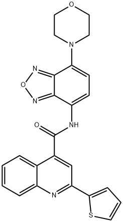 N-(4-morpholin-4-yl-2,1,3-benzoxadiazol-7-yl)-2-thiophen-2-ylquinoline-4-carboxamide Struktur