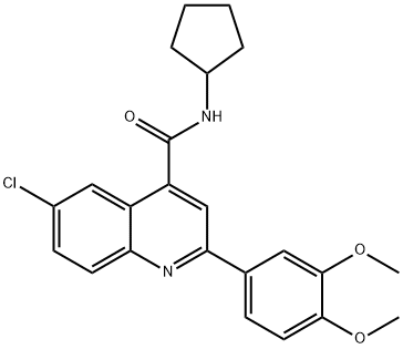 6-chloro-N-cyclopentyl-2-(3,4-dimethoxyphenyl)quinoline-4-carboxamide Struktur