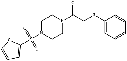 2-phenylsulfanyl-1-(4-thiophen-2-ylsulfonylpiperazin-1-yl)ethanone Struktur