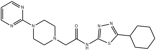 N-(5-cyclohexyl-1,3,4-thiadiazol-2-yl)-2-(4-pyrimidin-2-ylpiperazin-1-yl)acetamide Structure