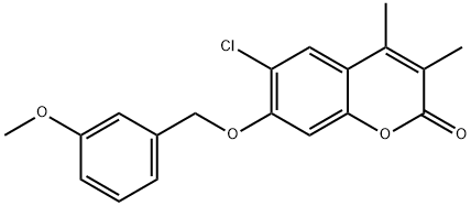 6-chloro-7-[(3-methoxyphenyl)methoxy]-3,4-dimethylchromen-2-one Struktur