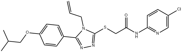 N-(5-chloropyridin-2-yl)-2-[[5-[4-(2-methylpropoxy)phenyl]-4-prop-2-enyl-1,2,4-triazol-3-yl]sulfanyl]acetamide Struktur