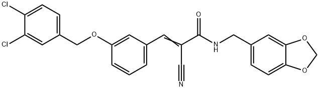 (E)-N-(1,3-benzodioxol-5-ylmethyl)-2-cyano-3-[3-[(3,4-dichlorophenyl)methoxy]phenyl]prop-2-enamide Struktur