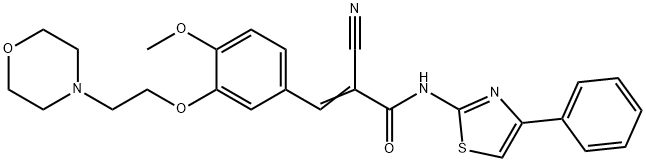 (Z)-2-cyano-3-[4-methoxy-3-(2-morpholin-4-ylethoxy)phenyl]-N-(4-phenyl-1,3-thiazol-2-yl)prop-2-enamide Struktur