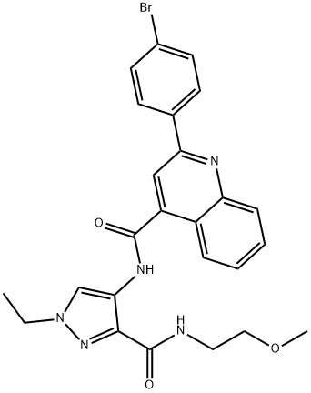 2-(4-bromophenyl)-N-[1-ethyl-3-(2-methoxyethylcarbamoyl)pyrazol-4-yl]quinoline-4-carboxamide Struktur