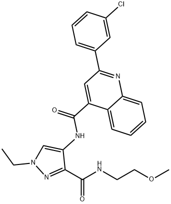 2-(3-chlorophenyl)-N-[1-ethyl-3-(2-methoxyethylcarbamoyl)pyrazol-4-yl]quinoline-4-carboxamide Struktur