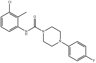 N-(3-chloro-2-methylphenyl)-4-(4-fluorophenyl)piperazine-1-carboxamide Struktur