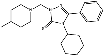 4-cyclohexyl-2-[(4-methylpiperidin-1-yl)methyl]-5-phenyl-1,2,4-triazole-3-thione Struktur