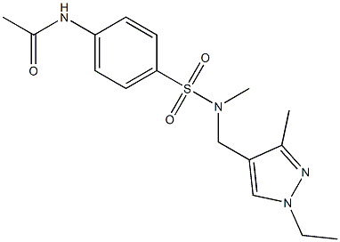 N-[4-[(1-ethyl-3-methylpyrazol-4-yl)methyl-methylsulfamoyl]phenyl]acetamide Struktur