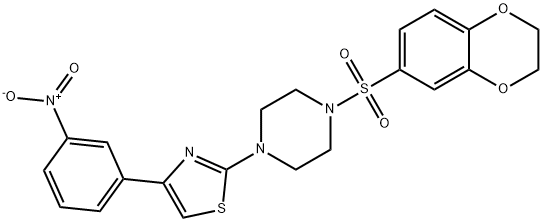 2-[4-(2,3-dihydro-1,4-benzodioxin-6-ylsulfonyl)piperazin-1-yl]-4-(3-nitrophenyl)-1,3-thiazole Struktur