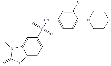 N-(3-chloro-4-morpholin-4-ylphenyl)-3-methyl-2-oxo-1,3-benzoxazole-5-sulfonamide Struktur