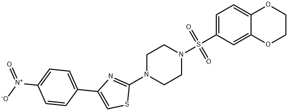 2-[4-(2,3-dihydro-1,4-benzodioxin-6-ylsulfonyl)piperazin-1-yl]-4-(4-nitrophenyl)-1,3-thiazole Struktur