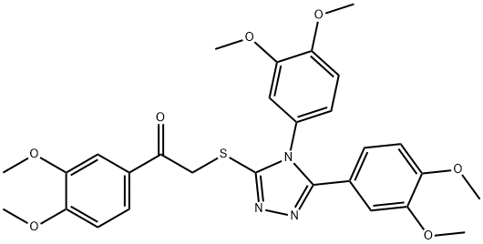 2-[[4,5-bis(3,4-dimethoxyphenyl)-1,2,4-triazol-3-yl]sulfanyl]-1-(3,4-dimethoxyphenyl)ethanone Struktur