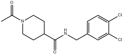 1-acetyl-N-[(3,4-dichlorophenyl)methyl]piperidine-4-carboxamide Struktur