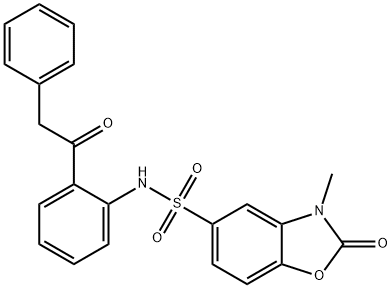 3-methyl-2-oxo-N-[2-(2-phenylacetyl)phenyl]-1,3-benzoxazole-5-sulfonamide Struktur