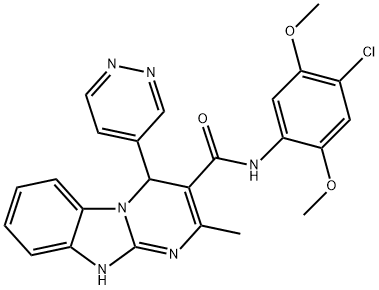 N-(4-chloro-2,5-dimethoxyphenyl)-2-methyl-4-pyridazin-4-yl-1,4-dihydropyrimido[1,2-a]benzimidazole-3-carboxamide Struktur