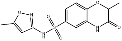 2-methyl-N-(5-methyl-1,2-oxazol-3-yl)-3-oxo-4H-1,4-benzoxazine-6-sulfonamide Struktur