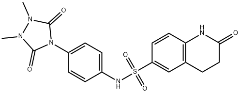 N-[4-(1,2-dimethyl-3,5-dioxo-1,2,4-triazolidin-4-yl)phenyl]-2-oxo-3,4-dihydro-1H-quinoline-6-sulfonamide Struktur