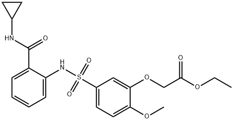 ethyl 2-[5-[[2-(cyclopropylcarbamoyl)phenyl]sulfamoyl]-2-methoxyphenoxy]acetate Struktur