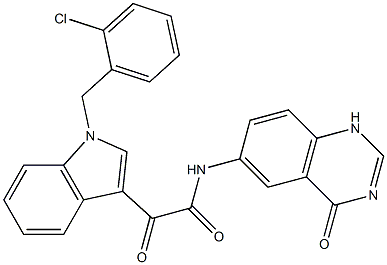 2-[1-[(2-chlorophenyl)methyl]indol-3-yl]-2-oxo-N-(4-oxo-1H-quinazolin-6-yl)acetamide Struktur