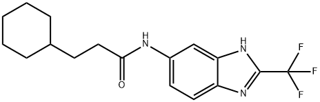 3-cyclohexyl-N-[2-(trifluoromethyl)-3H-benzimidazol-5-yl]propanamide Struktur