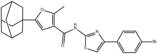 5-(1-adamantyl)-N-[4-(4-bromophenyl)-1,3-thiazol-2-yl]-2-methylfuran-3-carboxamide Struktur