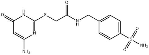 2-[(6-amino-4-oxo-1H-pyrimidin-2-yl)sulfanyl]-N-[(4-sulfamoylphenyl)methyl]acetamide Struktur