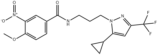 N-[3-[5-cyclopropyl-3-(trifluoromethyl)pyrazol-1-yl]propyl]-4-methoxy-3-nitrobenzamide Struktur