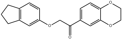 1-(2,3-dihydro-1,4-benzodioxin-6-yl)-2-(2,3-dihydro-1H-inden-5-yloxy)ethanone Struktur