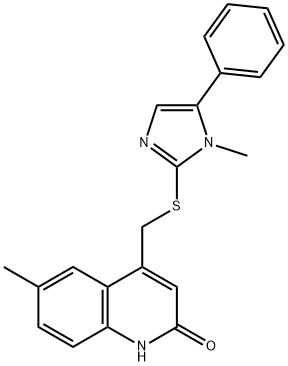 6-methyl-4-[(1-methyl-5-phenylimidazol-2-yl)sulfanylmethyl]-1H-quinolin-2-one Struktur