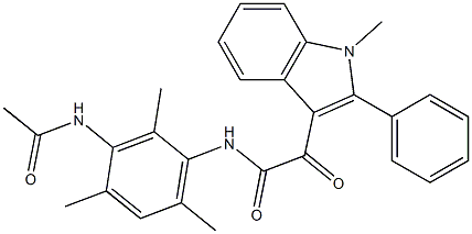 N-(3-acetamido-2,4,6-trimethylphenyl)-2-(1-methyl-2-phenylindol-3-yl)-2-oxoacetamide Struktur