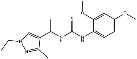 1-(2,4-dimethoxyphenyl)-3-[1-(1-ethyl-3-methylpyrazol-4-yl)ethyl]thiourea Struktur