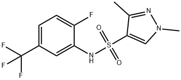 N-[2-fluoro-5-(trifluoromethyl)phenyl]-1,3-dimethylpyrazole-4-sulfonamide Struktur