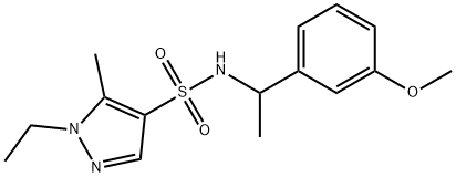 1-ethyl-N-[1-(3-methoxyphenyl)ethyl]-5-methylpyrazole-4-sulfonamide Struktur