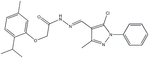 N-[(E)-(5-chloro-3-methyl-1-phenylpyrazol-4-yl)methylideneamino]-2-(5-methyl-2-propan-2-ylphenoxy)acetamide Struktur