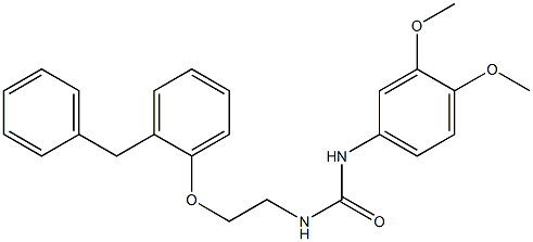 1-[2-(2-benzylphenoxy)ethyl]-3-(3,4-dimethoxyphenyl)urea Struktur